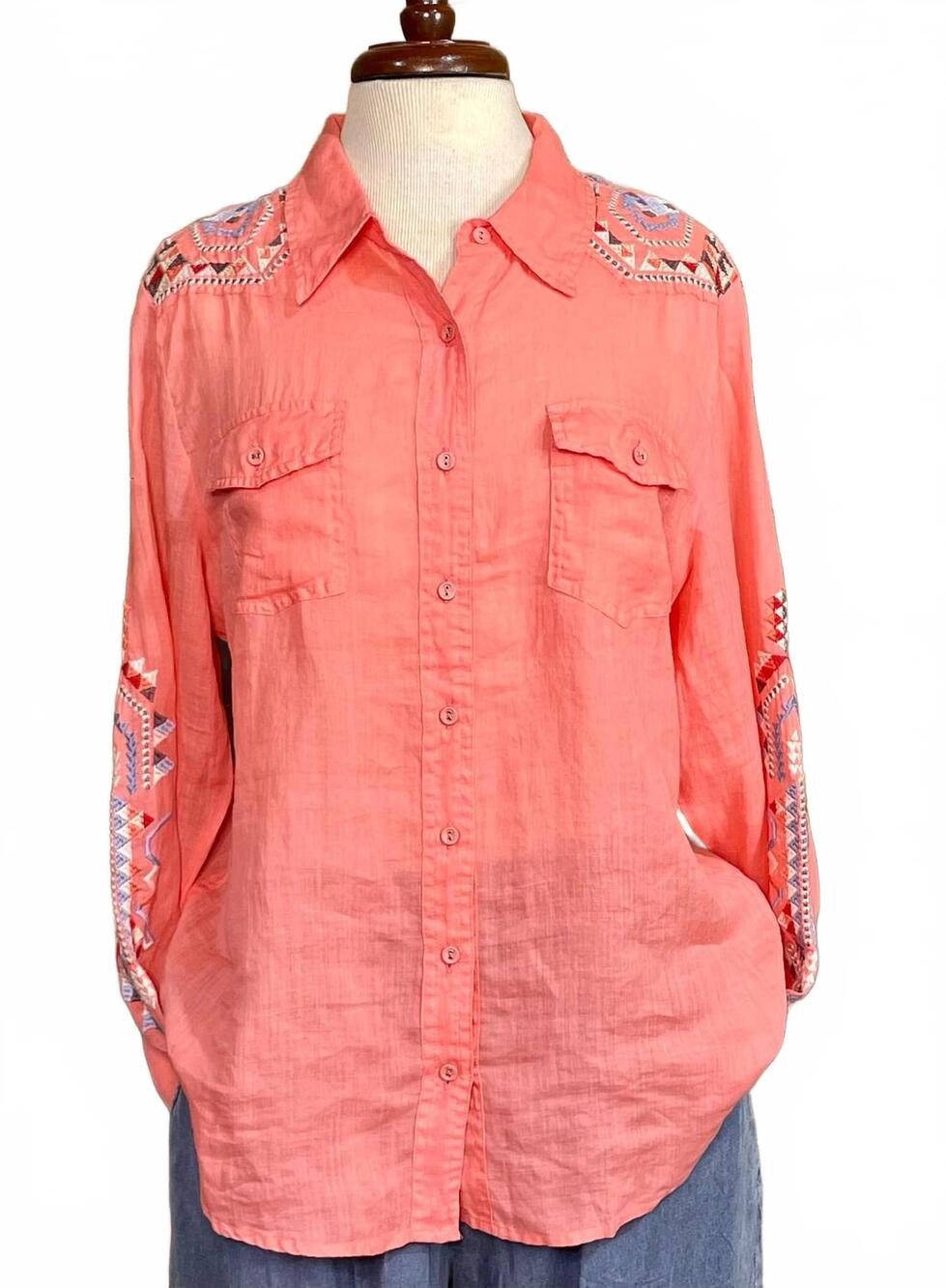 NEW JOHNNY WAS women's kresley western shirt in sugar coral